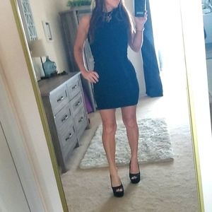 Mikey & Joey|Little Black Dress| Low turtleneck |Pencil Skirt / Ribbed Fabric